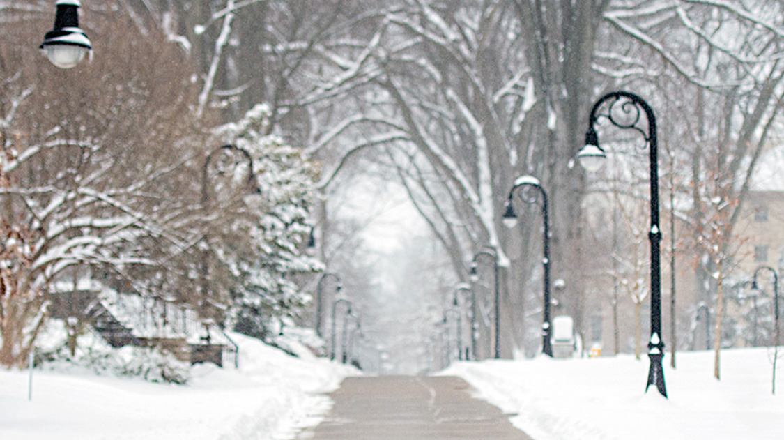 Penn State mall in the winter