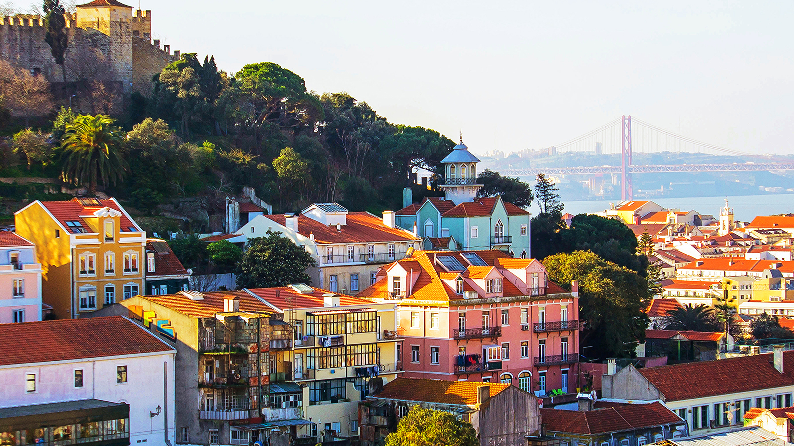 Colorful buildings in Lisbon, Spain