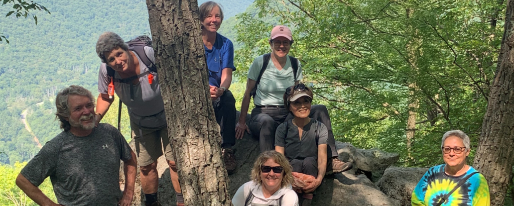 OLLI hiking group in the woods