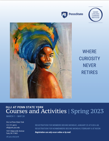 OLLI York Spring 2023 course catalog cover