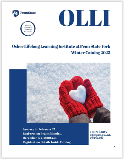 OLLI York Winter 2023 course catalog cover