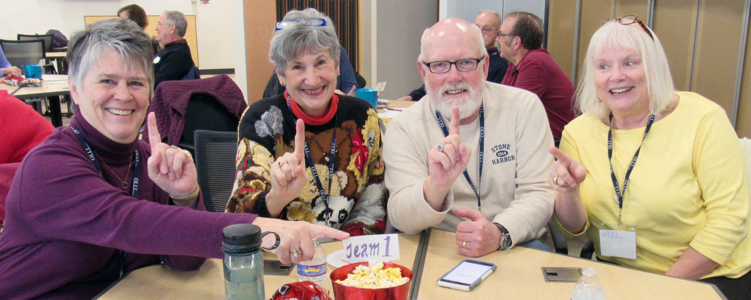 OLLI members participating in a trivia social event
